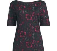 Lands' End Women's Petite Single Knit Supima Boatneck Button Shoulder Tee in True Black | Size: Small lands end True Black S