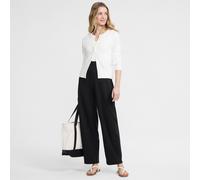 Lands' End Women's Petite Sport Knit Barrel Leg Trousers, High Waisted in Black | Size: 16-18 lands end Black 16-18