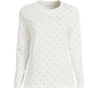 Lands' End Women's Petite Supima Long Sleeve Crew Neck T-shirt in Ecru | Size: 8 lands end Ecru 8