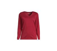 Lands' End Women's Petite Supima Long Sleeved V-neck T-shirt in Dark Red | Size: 10-12 lands end Dark Red 10-12
