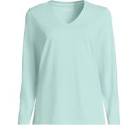 Lands' End Women's Petite Supima Long Sleeved V-neck T-shirt in Mint | Size: 10-12 lands end Mint 10-12
