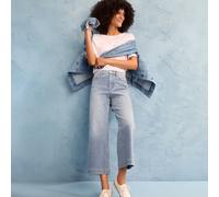 Lands' End Women's Petite Wide Leg Cropped Jeans, High Waisted in Light Blue | Size: 14-16 lands end Light Blue 14-16