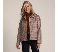 Lands' End Women's Petite Wool Touch Check Print Shirt Jacket in Ivory | Size: 10-12 lands end Ivory 10-12