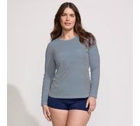 Lands' End Women's Plus Long Sleeve Crew Neck SunShade UPF50 Quick Dry Swim Tee in Blue | Size: 1X lands end Blue 1X