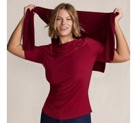 Lands' End Women's Plus Silky Knit Elbow Sleeve Side Ruched Top in Dark Red | Size: 20-22 lands end Dark Red 20-22