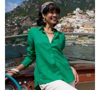 Lands' End Women's Premium Pure Linen Long Sleeve Shirt in Jade | Size: 10-12 lands end Jade 10-12