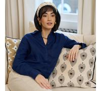 Lands' End Women's Premium Pure Linen Long Sleeve Shirt in Navy | Size: 20 lands end Navy 20