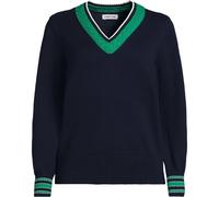 Lands' End Women's Pure Cotton Drifter V-Neck Jumper in Dark Navy | Size: 8 lands end Dark Navy 8