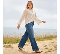 Lands' End Women's Recover Wide Leg Jeans, High Waisted in Indigo | Size: 8R lands end Indigo 8R