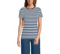 Lands' End Women's Relaxed American-Grown Supima Cotton Crew Neck T-Shirt, Deep Sea Navy Even Stripe, S