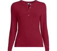Lands' End Women's Ribbed Henley Top in Red | Size: 16-18 lands end Red 16-18