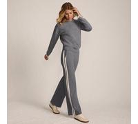 Lands' End Women's Silk Touch Knitted Trousers with Striped Detail in Grey | Size: 20 lands end Grey 20