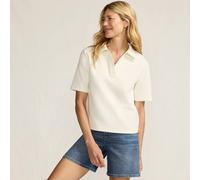 Lands' End Women's Soft Luxe Open Collar Polo Shirt in Stone | Size: 16-18 lands end Stone 16-18