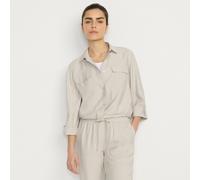Lands' End Women's Soft Twill Cropped Tie Hem Shirt in Stone | Size: 14-16 lands end Stone 14-16
