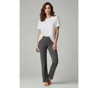 Lands' End Women's Starfish Mid Rise Straight Leg Pants, Charcoal Heather, XL