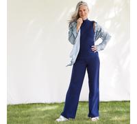 Lands' End Women's Starfish Wide Leg Stretch Jersey Trousers in Navy | Size: 14-16 lands end Navy 14-16