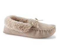 Lands' End Women's Suede Moccasin Slipper in Taupe | Size: 6 lands end Taupe 6