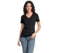 Lands' End Women's Supima Short Sleeve V-Neck T-Shirt - Black - L