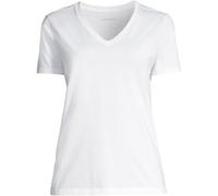 Land’s End - Women’s Supima Short Sleeve V-Neck White T-Shirt - Size S - 100% Supima Cotton Jersey - Easy Care - Relaxed Fit - Ladies Tops, Women's Clothing