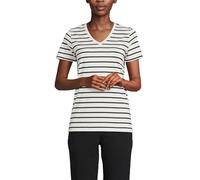 Lands' End Women's Supima Short Sleeve V-Neck T-Shirt - Ivory - S