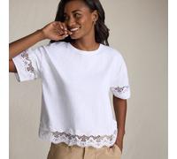 Lands' End Women's Trimmed Pure Slub Cotton Top in White | Size: 14-16 lands end White 14-16