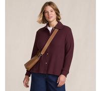 Lands' End Women's Waffle Knit Collared Jacket in Burgundy | Size: 10-12 lands end Burgundy 10-12