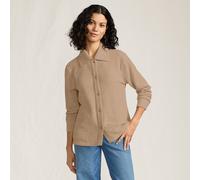 Lands' End Women's Waffle Knit Collared Jacket in Light Brown | Size: 8 lands end Light Brown 8