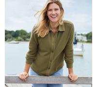 Lands' End Women's Waffle Knit Collared Jacket in Olive | Size: 14-16 lands end Olive 14-16