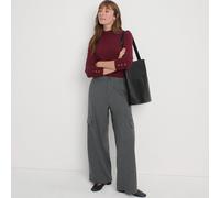 Lands' End Women's Wide Leg Brushed Twill Cargo Trousers in Charcoal | Size: 10-12 lands end Charcoal 10-12