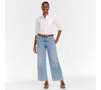 Lands' End Women's Wide Leg Cropped Jeans, High Waisted in Mid Blue | Size: 14 lands end Mid Blue 14