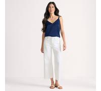 Lands' End Women's Wide Leg Cropped Jeans, High Waisted in White | Size: 12 lands end White 12