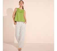 Lands' End Women's Wide Leg Linen Blend Tie Waist Trousers in Ivory | Size: 16 lands end Ivory 16