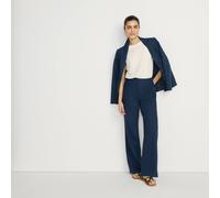 Lands' End Women's Wide Leg Linen Blend Trousers in Navy | Size: 16 lands end Navy 16