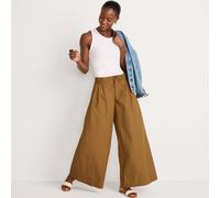 Lands' End Women's Wide Leg Pleated Poplin Trousers in Brown | Size: 14-16R lands end Brown 14-16R