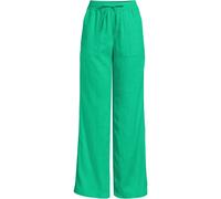 Lands' End Women's Wide Leg Pull-on Linen Trousers in Bright Green | Size: 10-12 lands end Bright Green 10-12