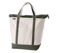 Lands' End Zip Top Canvas Tote Bag - Dark Olive Green - L