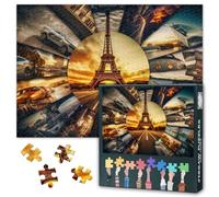 Landscape 1000 Piece Puzzle for Adults, Photo Collage of the Eiffel Tower Jigsaw Puzzles 1000 Pieces, Imaginary Landscapes Impossible Puzzle, 19.5 x 27.5 Inch