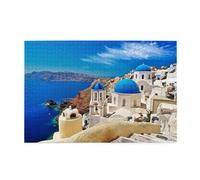 Landscape Aegean Sea Santorini Greece Jigsaw Puzzle 1000 Pieces Santorini Paper Puzzle Educational Toys Home Game for Friends Family Teens Adults