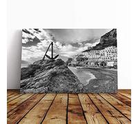 Landscape Amalfi Coast Italy Canvas Print | Gallery Wrapped 30mm Frame Wall Art | 24x16 inches | Ready to Hang | Modern Seascape Picture | Living Room Bedroom Lounge Office