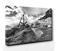 Landscape Amalfi Coast Italy Canvas Print | Gallery Wrapped 30mm Frame Wall Art | 30x20 inches | Ready to Hang | Modern Seascape Picture | Living Room Bedroom Lounge Office