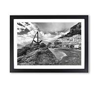 Landscape Amalfi Coast Italy Framed Print | A2 Oak Framed Wall Art | Ready to Hang | Modern Beach Picture | Living Room Bedroom Lounge Office
