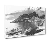 Landscape Amalfi Italy Mountain Coast V1 Canvas Print | Gallery Wrapped 30mm Frame Wall Art | 30x20 inches | Ready to Hang | Modern Seascape Picture | Living Room Bedroom Lounge Office