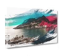 Landscape Amalfi Italy Mountain Coast V2 Canvas Print | Gallery Wrapped 30mm Frame Wall Art | 30x20 inches | Ready to Hang | Modern Seascape Picture | Living Room Bedroom Lounge Office