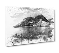 Landscape Amalfi Italy Mountain Coast V4 Canvas Print | Gallery Wrapped 30mm Frame Wall Art | 20x14 inches | Ready to Hang | Modern Seascape Picture | Living Room Bedroom Lounge Office