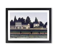 Landscape And Four Fisherman By Henri Rousseau Classic Painting Framed Print | A2 Black Framed Wall Art | Ready to Hang | Classic Historical Picture | Living Room Bedroom Lounge Office