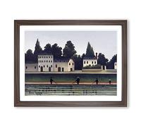 Landscape And Four Fisherman By Henri Rousseau Classic Painting Framed Print | A4 Walnut Framed Wall Art | Ready to Hang | Classic Historical Picture | Living Room Bedroom Lounge Office