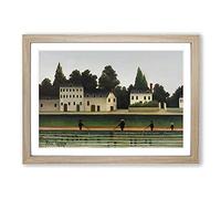 Landscape and Four Fisherman by Henri Rousseau Framed Print | A2 Oak Framed Wall Art | Ready to Hang | Modern Nature Picture | Living Room Bedroom Lounge Office