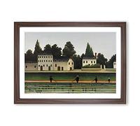 Landscape and Four Fisherman by Henri Rousseau Framed Print | A2 Walnut Framed Wall Art | Ready to Hang | Modern Nature Picture | Living Room Bedroom Lounge Office