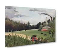 Landscape And Four Young Girls By Henri Rousseau Canvas Print | Gallery Wrapped 30mm Frame Wall Art | 24x16 inches | Ready to Hang | Classic Landscape Picture | Living Room Bedroom Lounge Office
