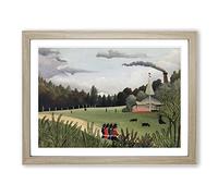 Landscape And Four Young Girls By Henri Rousseau Classic Painting Framed Print | A4 Oak Framed Wall Art | Ready to Hang | Classic Historical Picture | Living Room Bedroom Lounge Office